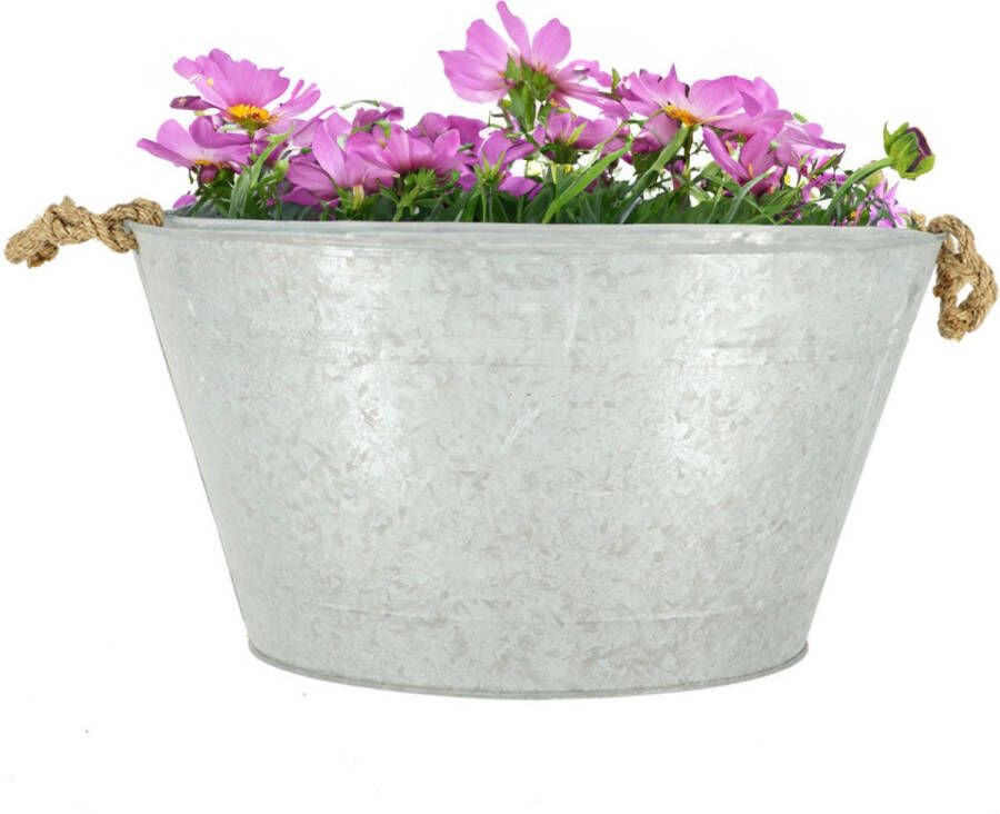 Esschert Design Teil plantenpot groot- zink zilver L50 x D36 X H27 cm IJzeren emmer teil