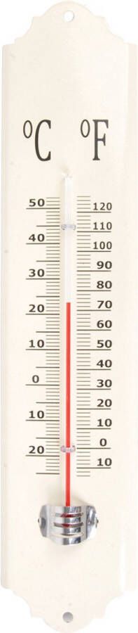 Esschert Design thermometer voor binnen en buiten ivoor wit 30 x 7 cm Celsius fahrenheit Buitenthermometers