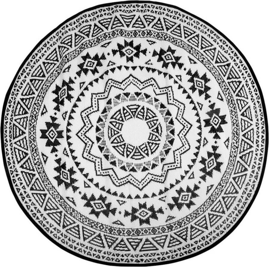 Praxis Esschert Design buitenkleed dia rond zwart-wit Ø180cm