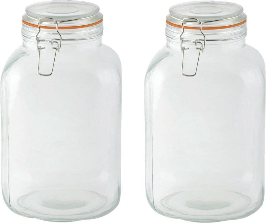 Esschert Design Voorraadpotten bewaarpottenA 2x 3LA glas beugelsluiting D15 x H24 cm Voorraadpot
