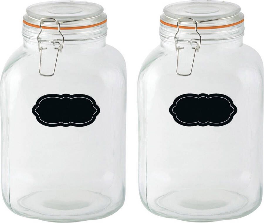 Esschert Design Weckpot inmaakpot 2x 3L glas met beugelsluiting incl. etiketten