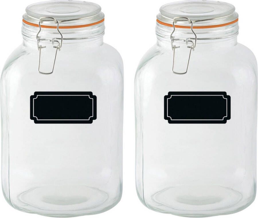 Esschert Design Weckpotten inmaakpotten 2x 3L glas met beugelsluiting incl. etiketten
