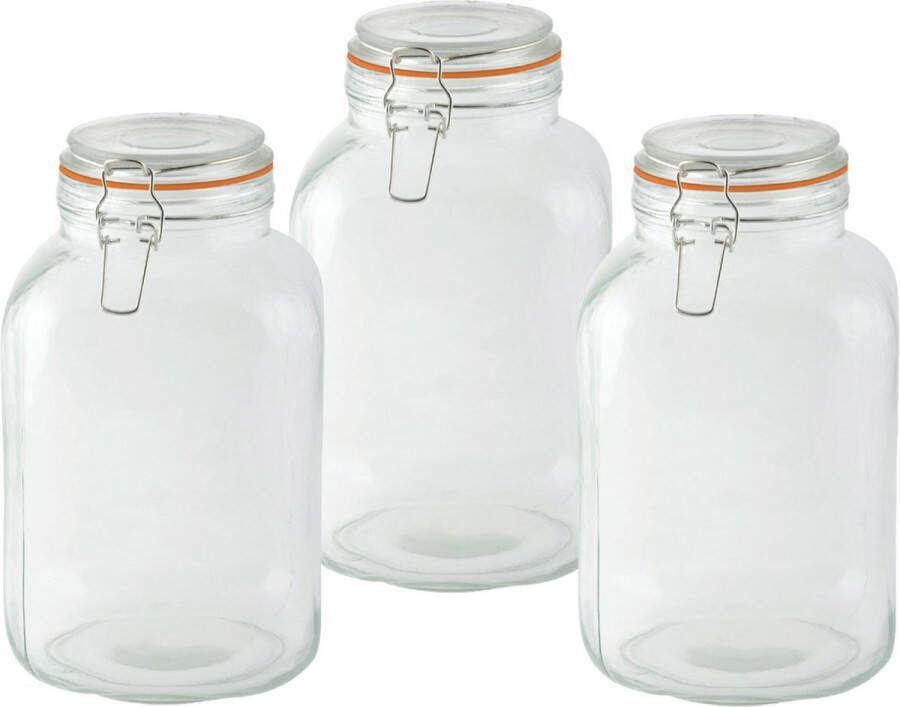 Esschert Design Weckpotten inmaakpotten 3x 3L glas beugelsluiting D15 x H24 cm
