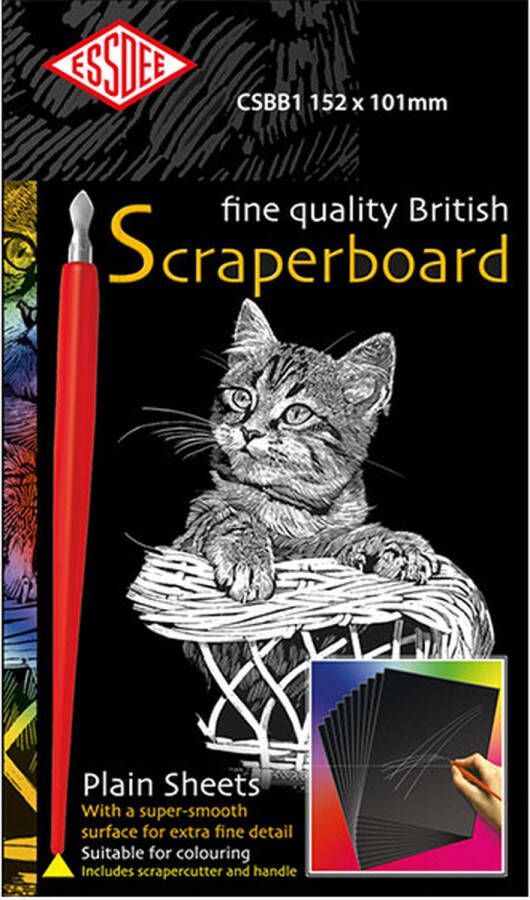 Essdee Fine Quality Scraperboard Hobby karton scratchboard Wit 101 x 152mm 10 vellen