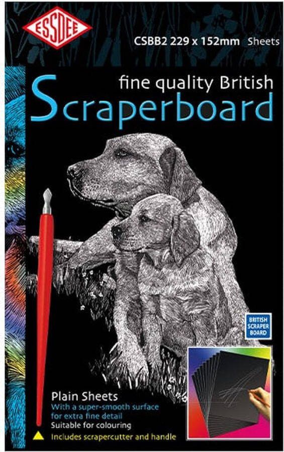 Essdee Fine Quality Scraperboard Hobby karton scratchboard Zwart 229 x 152mm 10 vellen