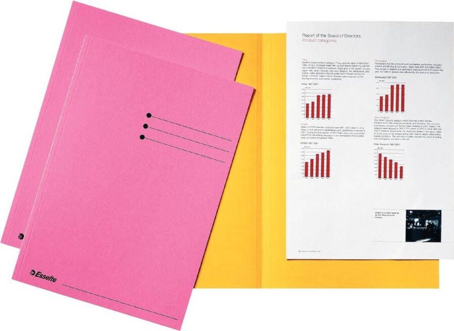 OfficeTown Esselte dossiermap roze karton van 180 g m² pak van 100 stuks