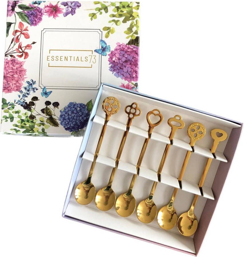 Essentials73 Luxe Theelepel Koffielepel Set van 6: Goudkleurig Goud Koffielepels Lepels Theelepels Lepeltjes Theelepeltje Koffielepeltje Lepel Koffie Thee Lepeltje