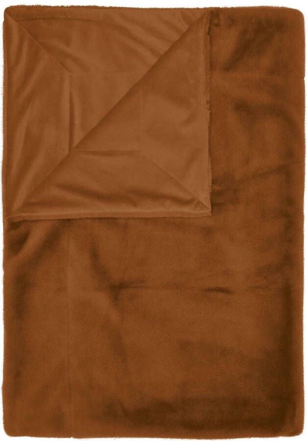 Essenza Furry Plaid Leather Brown 150x200 cm