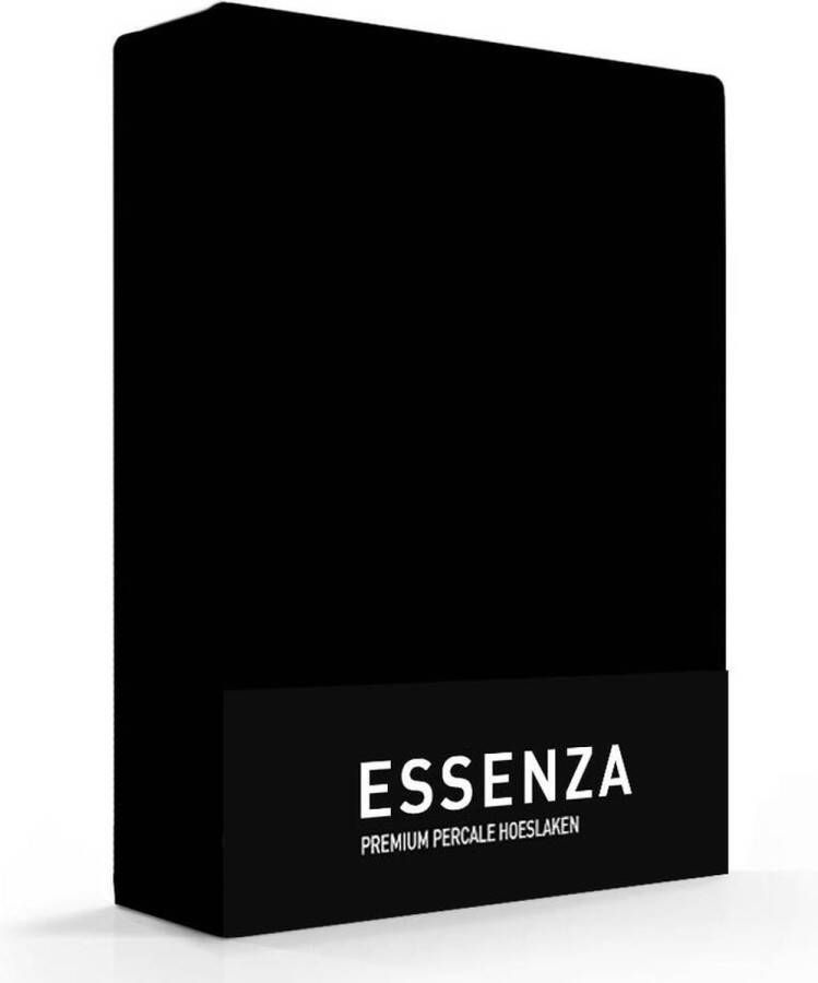 Essenza Premium Hoeslaken Percale Katoen 100x200 cm Extra Hoog Zwart
