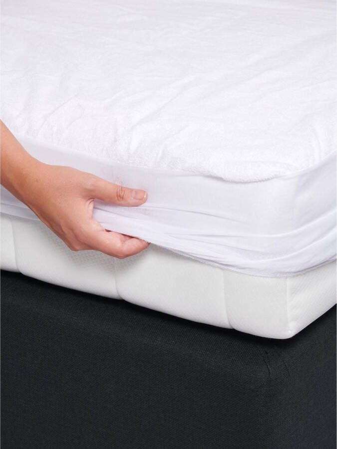 Essenza katoenen molton hoeslaken waterdicht (tot 30 cm matras) wit