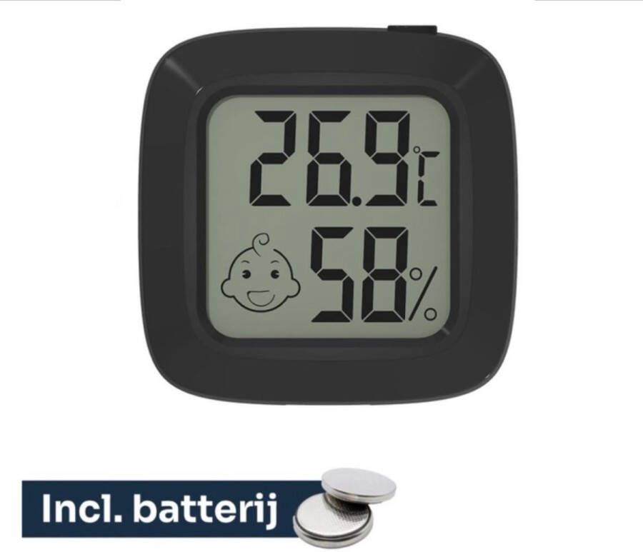 Estacks Hygrometer Digitale Weerstation Luchtvochtigheidsmeter Thermometer Voor Binnen Inclusief Batterij Zwart