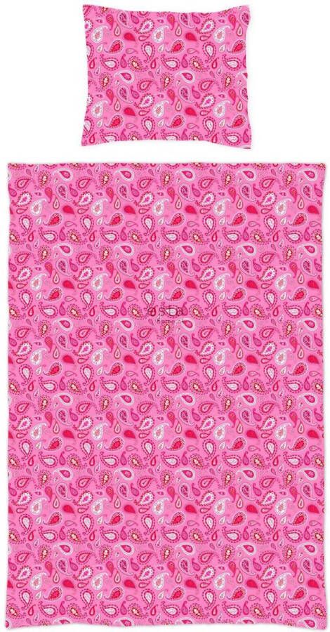 Esta Home ESTAhome eenpersoons dekbedovertrek paisleys fuchsia roze