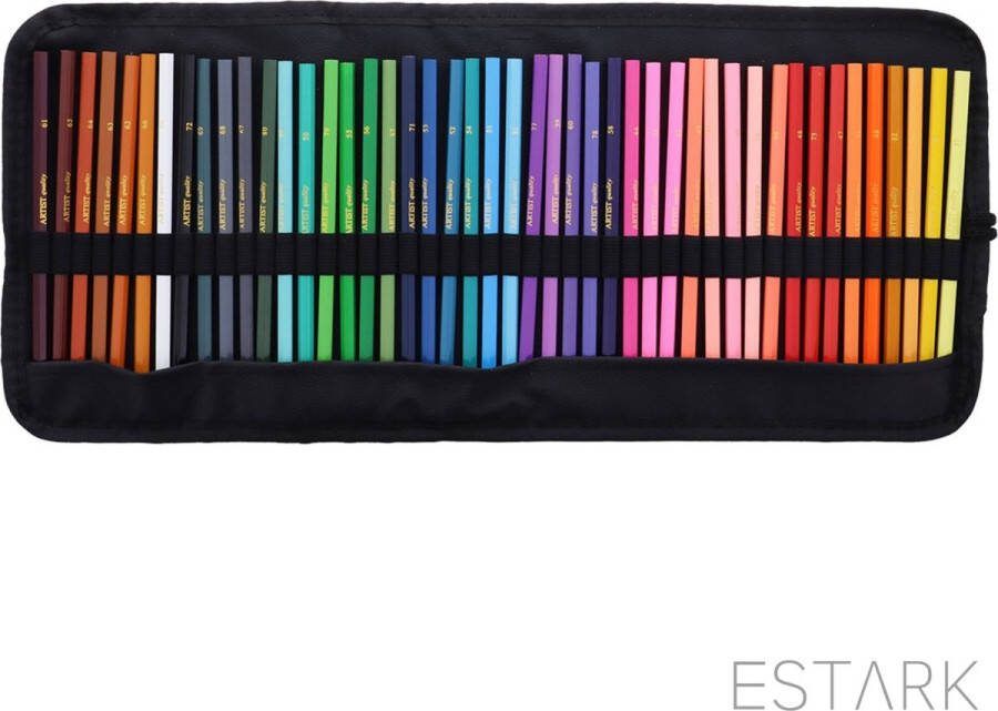 ESTARK 46 Delige Kleurpotloden Set in Handige Rol Etui Professionele Kleur Potloden Kleurpotloden Voor Volwassenen School Hobby Vrije Tijd Luxe Opbergdoos Potloden Set
