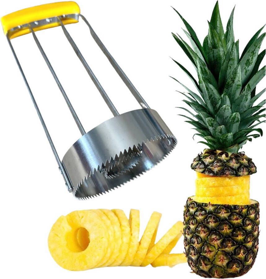 ESTARK Ananassnijder Ananas Schiller Ananas Snijder Boor Ananasboor Ananasschiller Pineapple Cutter RVS Geel