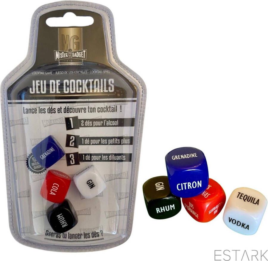 ESTARK Drankspel Set van 4 Cocktail Drankspel Dobbelstenen Drinkopdracht Dobbelsteen Drankspelletje Drink Drank Spel Drinken Shots Party Partyspel Dobbelen Dobbelstenen Tequila Gin 4 STUKS Dobbelstenen Drinking Game (4)