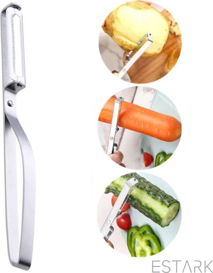 ESTARK Dunschiller Julienne & Groenteschiller Groentesnijder Uiensnijder Spiraalsnijder Juliennerasp Juliennesnijder Sliertensnijder Multifunctionele Groenten Schiller Aardappel schiller Dunschiller Recht RVS