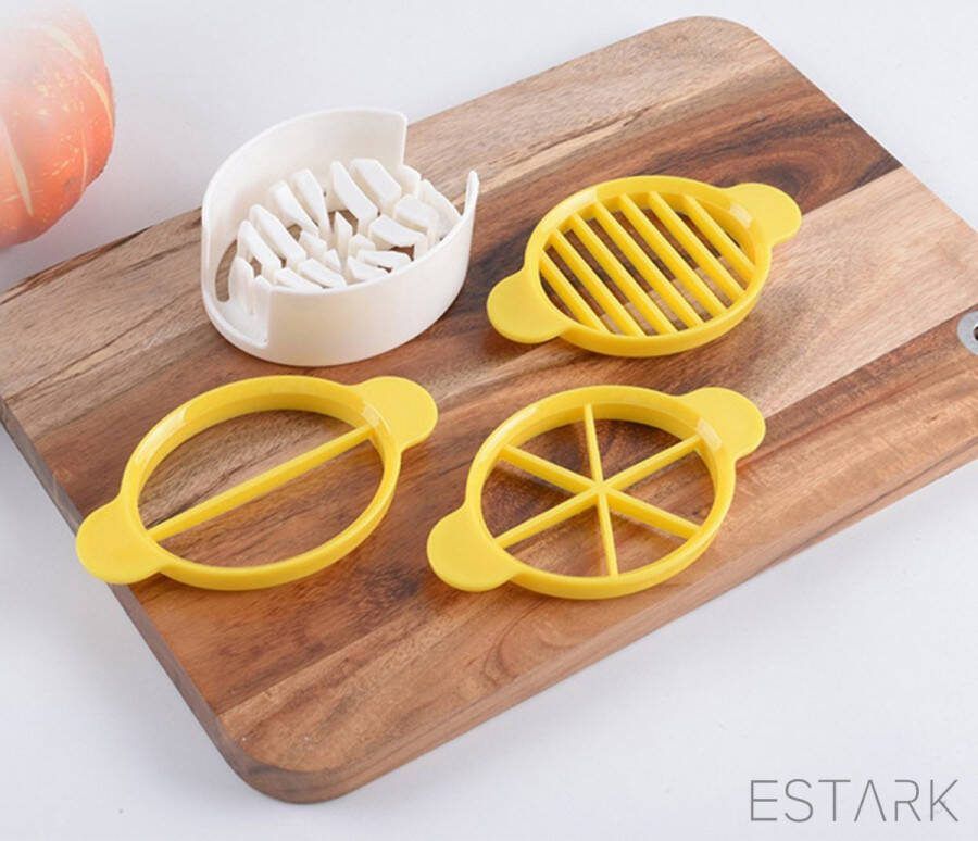 ESTARK Eiersnijder 3 in 1 Combi Ei snijder Eiersnijders Professioneel Keukengerei Kunststof ei-snijder egg cutter Geschikt voor vaatwasser Metaal Roestvrij Geel