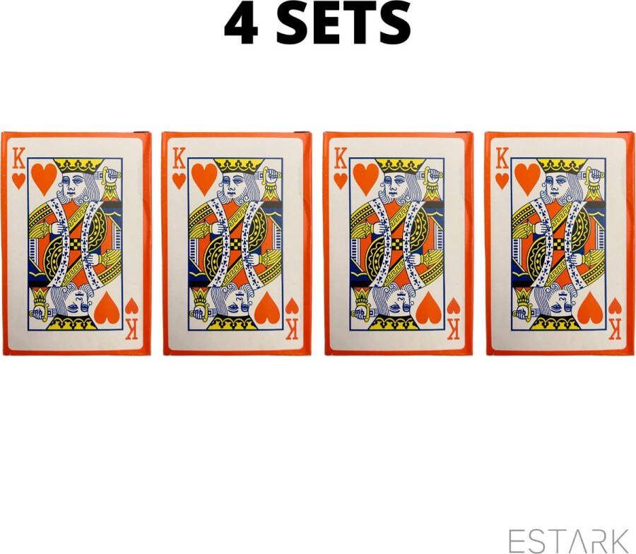 ESTARK Luxe Speelkaarten 4 STUKS Plastic Coating Poker Kaarten kaartspel Spelkaarten Spel Kaart 4 x 56 Gezelschapsspel Spelen Playing Cards (4)