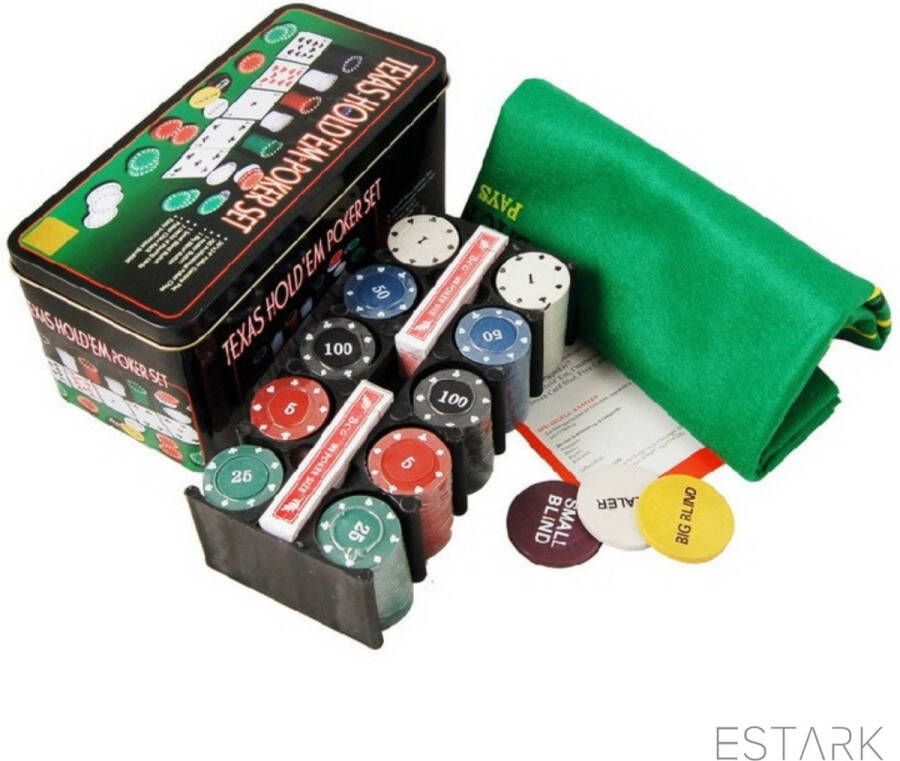 ESTARK Pokerset 200 chips pokerset pokersets pokerchips originele pokerset professional poker chips poker chips poker kaarten poker spel pokeren Pokerspel