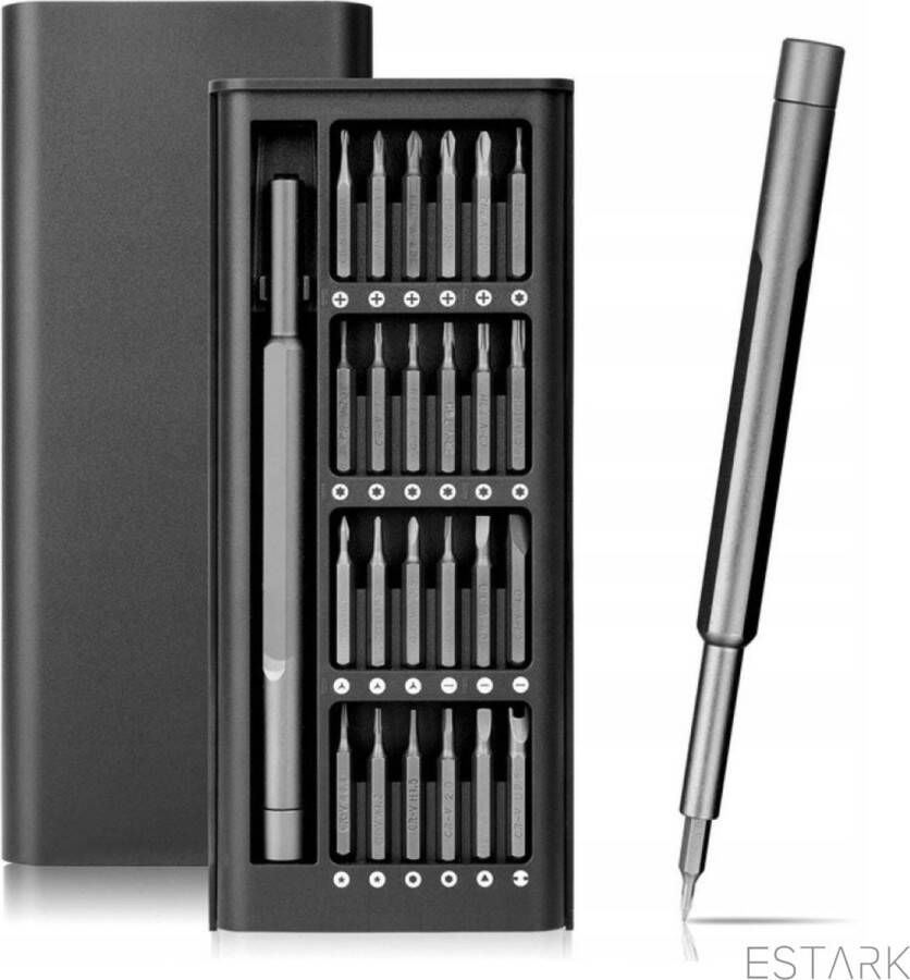 ESTARK Professioneel 24-Delig precisie magnetische Schroevendraaierset Mini Schroevendraaier Set Kruiskop Platte kop Professioneel gereedschap voor o.a. Laptop Camera Smartphone iPhone Tablet Macbook Brillen Horloges Uurwerk
