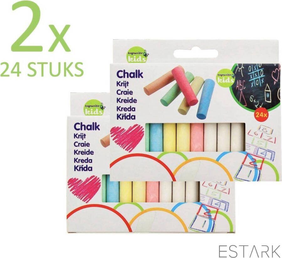 ESTARK Schoolbord krijtjes 48 stuks Wit en Gekleurde krijtjes Hobby Kantoorartikelen Speelgoed Schoolartikelen Krijt Bordkrijt Witte Krijtkes Stoepkrijt Schoolbord Krijt 48 STUKS