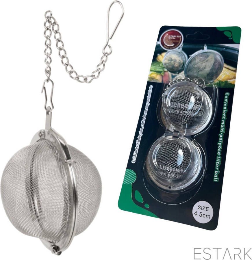 ESTARK Thee Ei Theezeef Theefilter Infuser Thee Ei 4.5 cm Thee ei voor losse thee Theefilter voor losse thee infuser RVS 1 thee ei