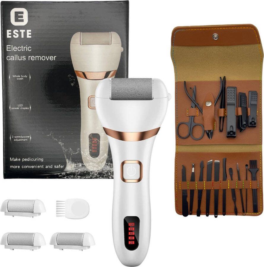Este Eeltverwijderaar Voetvijl Elektrische Eeltvijl Met 16-delige Manicure set Nagelvijl