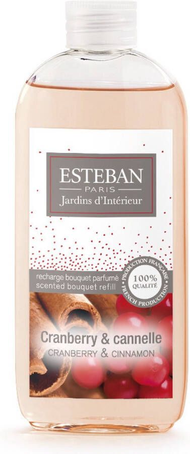Esteban Cranberry et Cannelle Navulling geurstokjes Fruitig-kruidachtig parfum 100ml