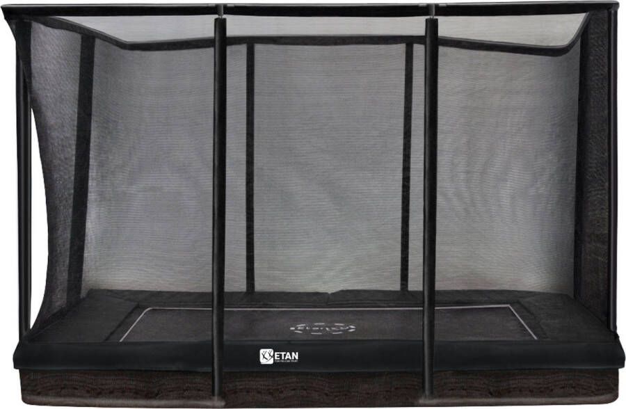 Etan Premium Inground Trampoline Combi 380 x 275 cm 1259ft Zwart Rechthoekig Incl. Veiligheidsnet UV-bestendig Randkussen