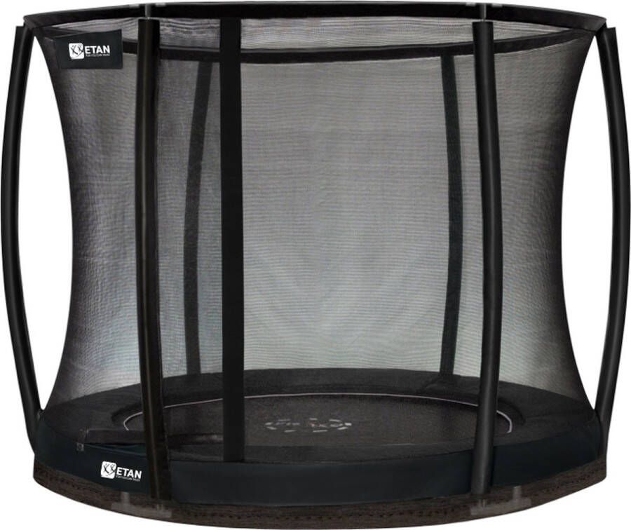 Etan Premium Inground Trampoline Incl. Deluxe Veiligheidsnet ø 305 cm 10ft Zwart Rond UV-bestendig Randkussen Max. Gebruikersgewicht 150 kg
