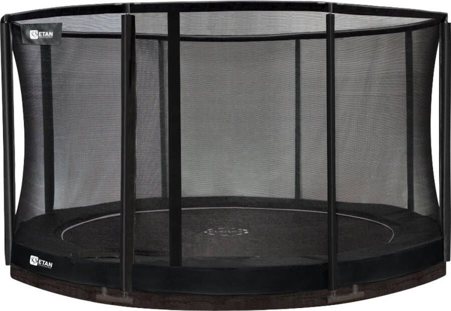 Etan Premium Inground Trampoline Incl. Veiligheidsnet ø 427 cm 14ft Zwart Rond UV-bestendig Randkussen Max. Gebruikersgewicht 150 kg