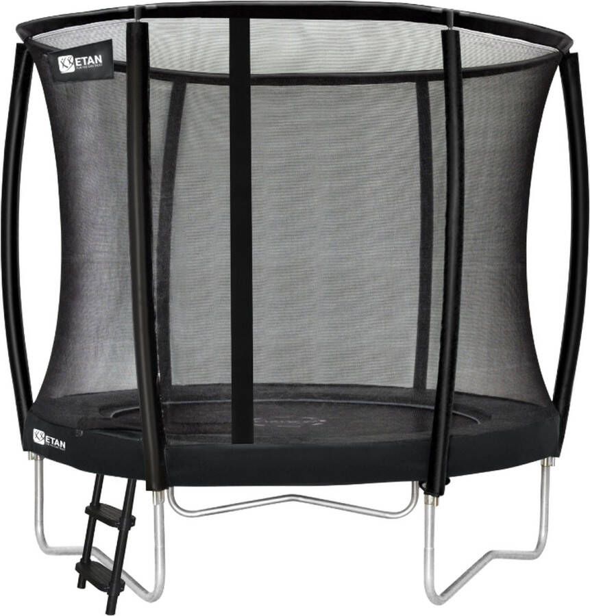 Etan Premium Trampoline Combi Deluxe ⌀ 305 cm 10ft Zwart Rond Incl. Deluxe Veiligheidsnet & Ladder UV-bestendig Randkussen
