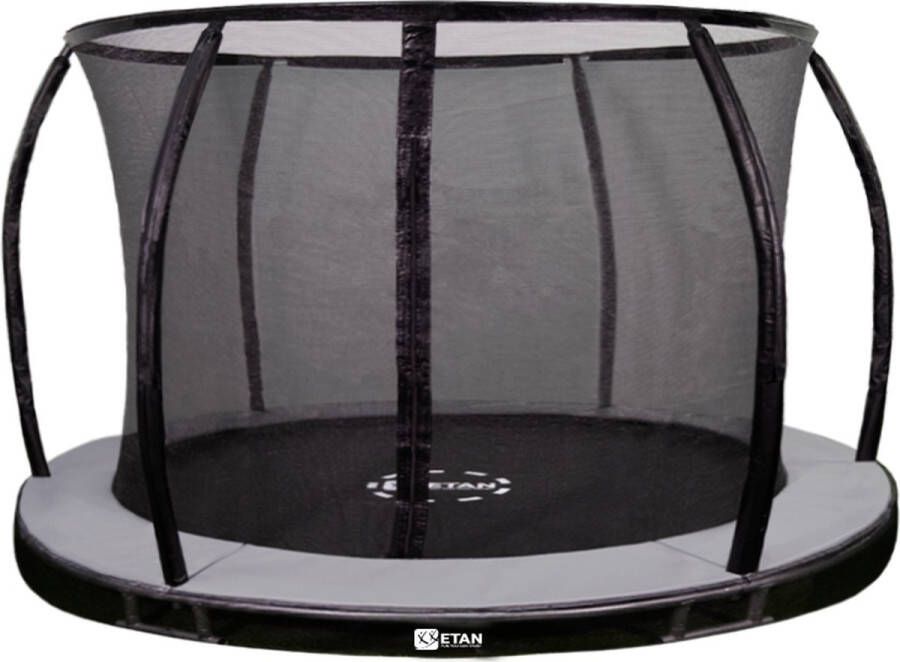 Etan Sky-Flyer Inground Trampoline Ø 427 cm 14ft Grijs Incl. Stevig Veiligheidsnet & UV-bestendig Randkussen Max. Gebruikersgewicht 150 kg