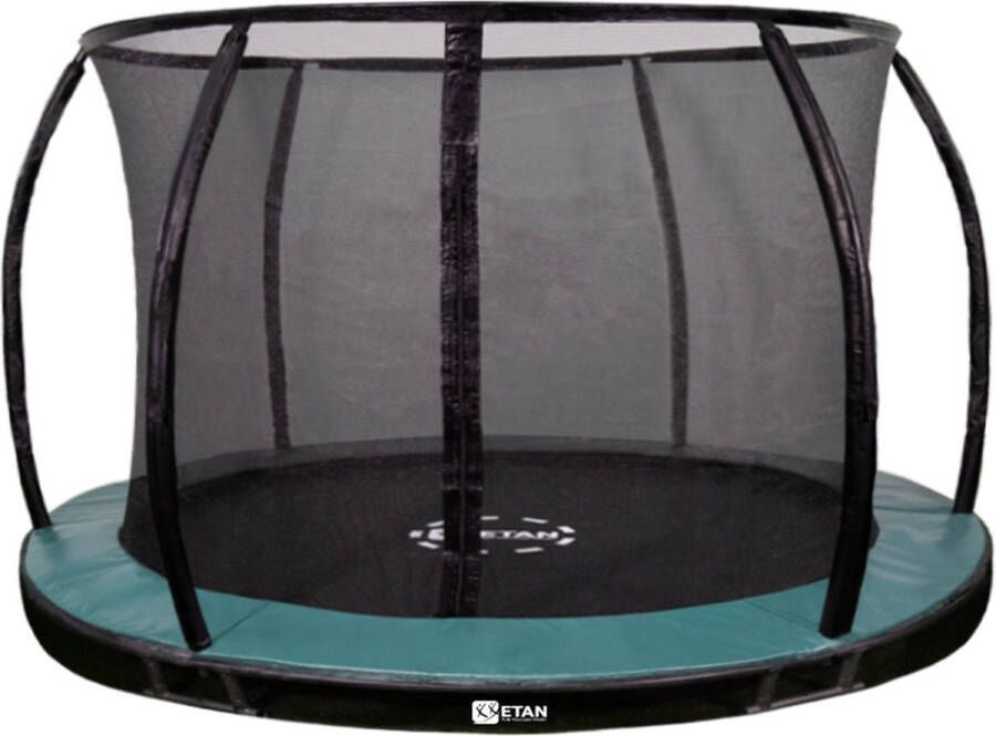 Etan Sky-Flyer Inground Trampoline Ø 427 cm 14ft Groen Incl. Stevig Veiligheidsnet & UV-bestendig Randkussen Max. Gebruikersgewicht 150 kg