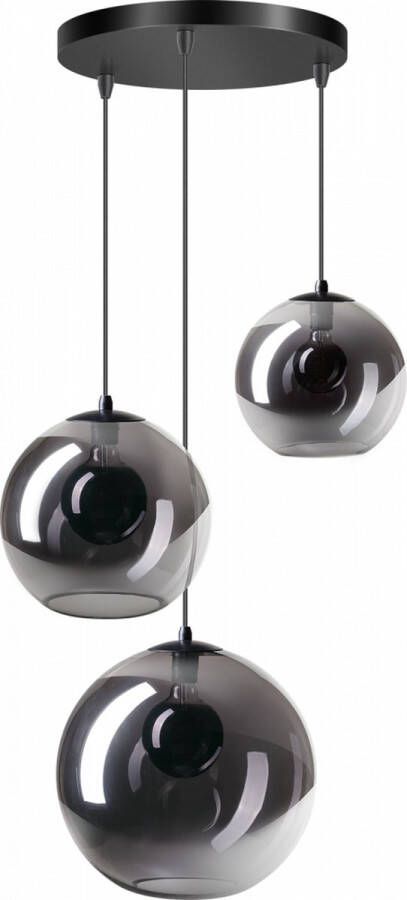 ETH verlichting | ETH Orb Hanglamp TRIO 3x E27 Smoke mirror Glas 20-25-30cm Zwart | Woonaccessoires | Hanglamp - Foto 2
