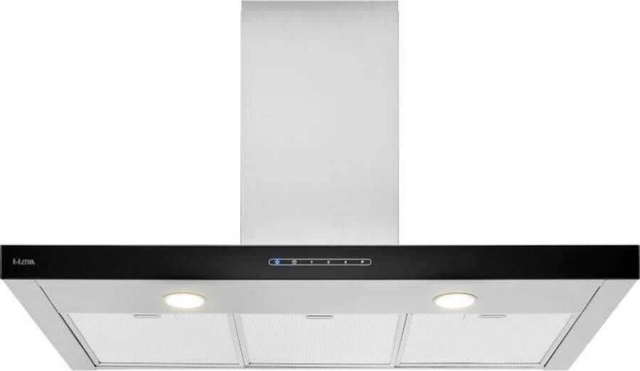 ETNA AB790RVS Wandschouw afzuigkap Glasdesign RVS 90 cm