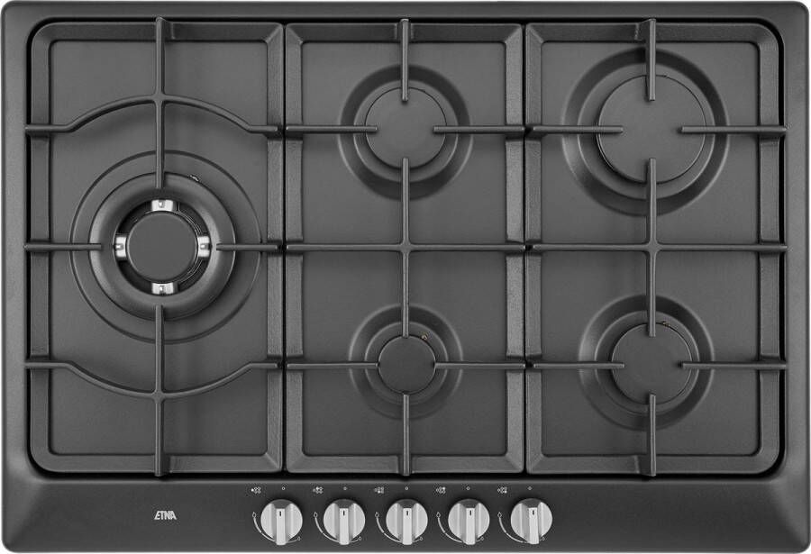 ETNA KG775ZTA Gaskookplaat met Wokbrander 75 cm Mat Zwart