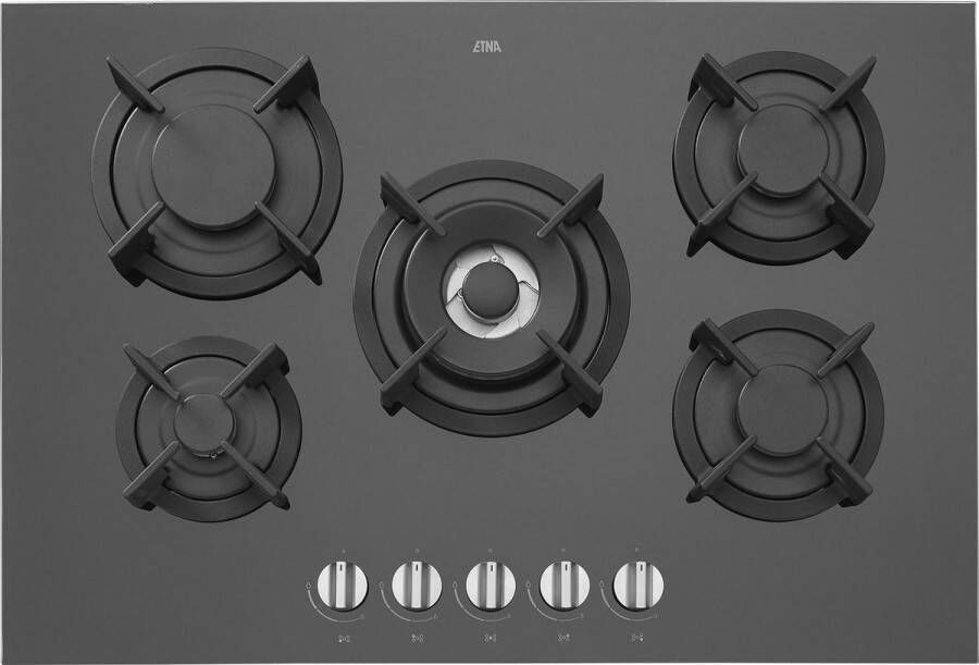 ETNA KGG673ZTA Inbouw gaskookplaat Zwart glas 73cm