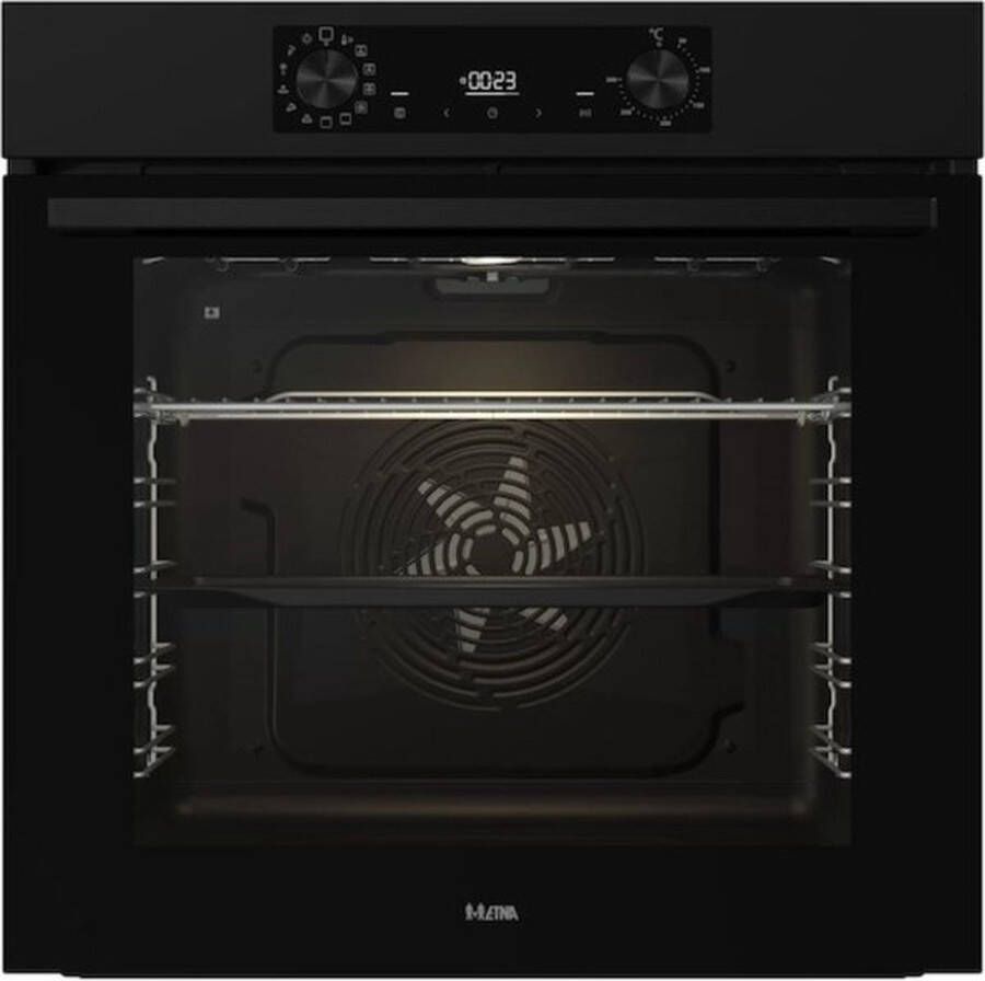 ETNA OP316MZ Inbouwoven Pizza oven (tot 300°C) Turbo Hetelucht Pyrolyse Matzwart 77 Liter Snel Voorverwarmen