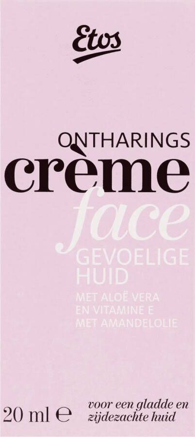 Luna Etos Ontharingscrème voor het Gezicht Geschikt voor Gevoelige Huid Verrijkt met Aloë Vera Vitamine E en Amandelolie