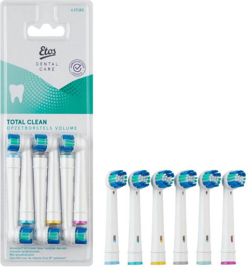 Etos Opzetborstel Total Clean 6 stuks Geschikt voor de meeste Oral-B systemen*