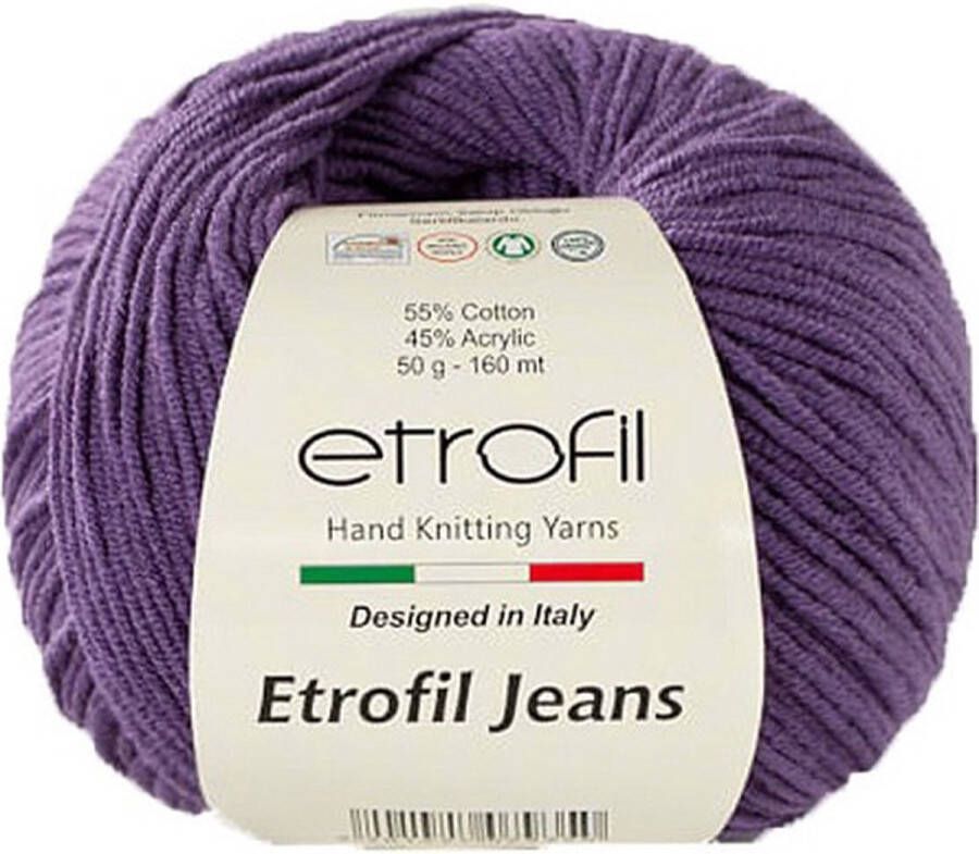Etrofil Garen Jeans Aubergine No 37 55% Katoen 45% Acryl- Amigurumi Haak- en Breigaren