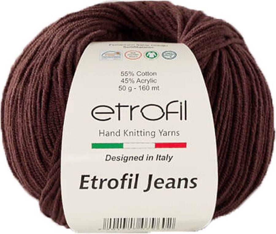 Etrofil Garen Jeans Bruin No 62 55% Katoen 45% Acryl- Amigurumi Haak- en Breigaren