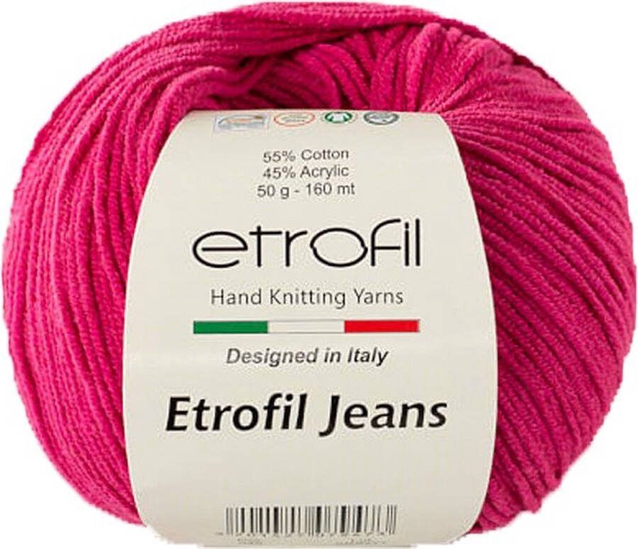 Etrofil Garen Jeans Fuchsia No 49 55% Katoen 45% Acryl- Amigurumi Haak- en Breigaren