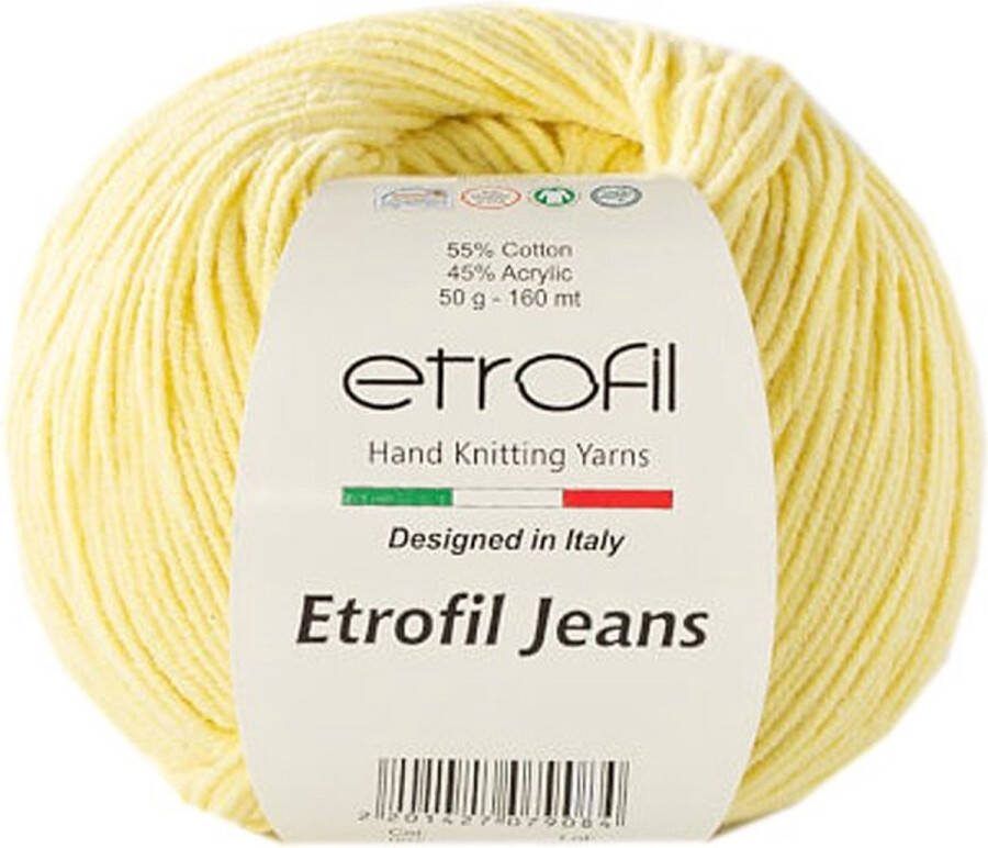 Etrofil Garen Jeans Lichtgeel No 7- 55% Katoen 45% Acryl- Amigurumi Haak- en Breigaren