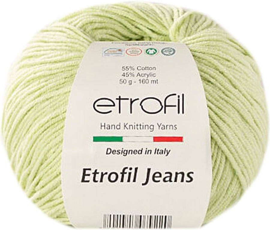 Etrofil Garen Jeans Lichtgroen No 24 55% Katoen 45% Acryl- Amigurumi Haak- en Breigaren