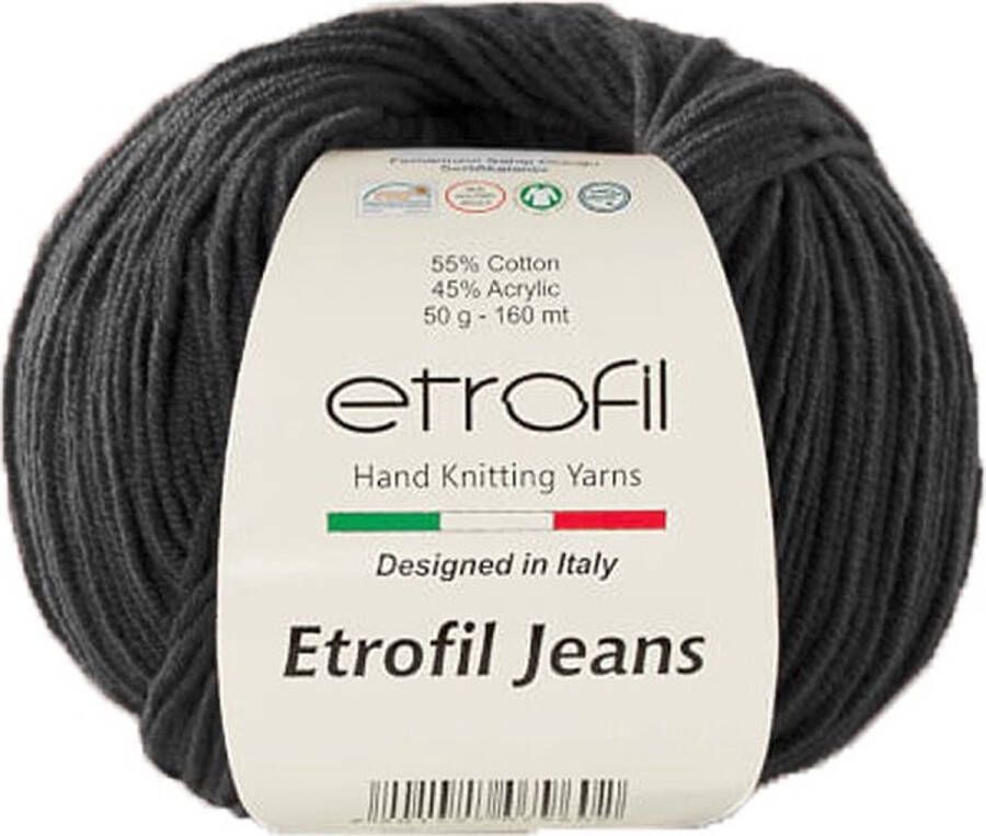 Etrofil Garen Jeans Zwart No 42- 55% Katoen 45% Acryl- Amigurumi Haak- en Breigaren