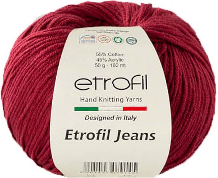 Etrofil Garen Jeans Bordeaux No 15 55% Katoen 45% Acryl- Amigurumi Haak- en Breigaren