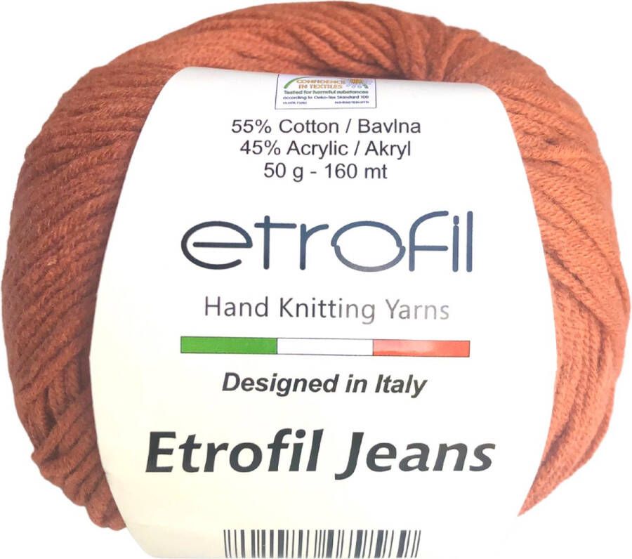 Etrofil Garen Jeans Terracotta No 60 55% Katoen 45% Acryl- Amigurumi Haak- en Breigaren