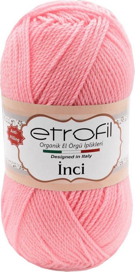 Etrofil Garen Inci-Baby Roze -100% Premium Acryl Anti Pilling Garen-Haken-Breien
